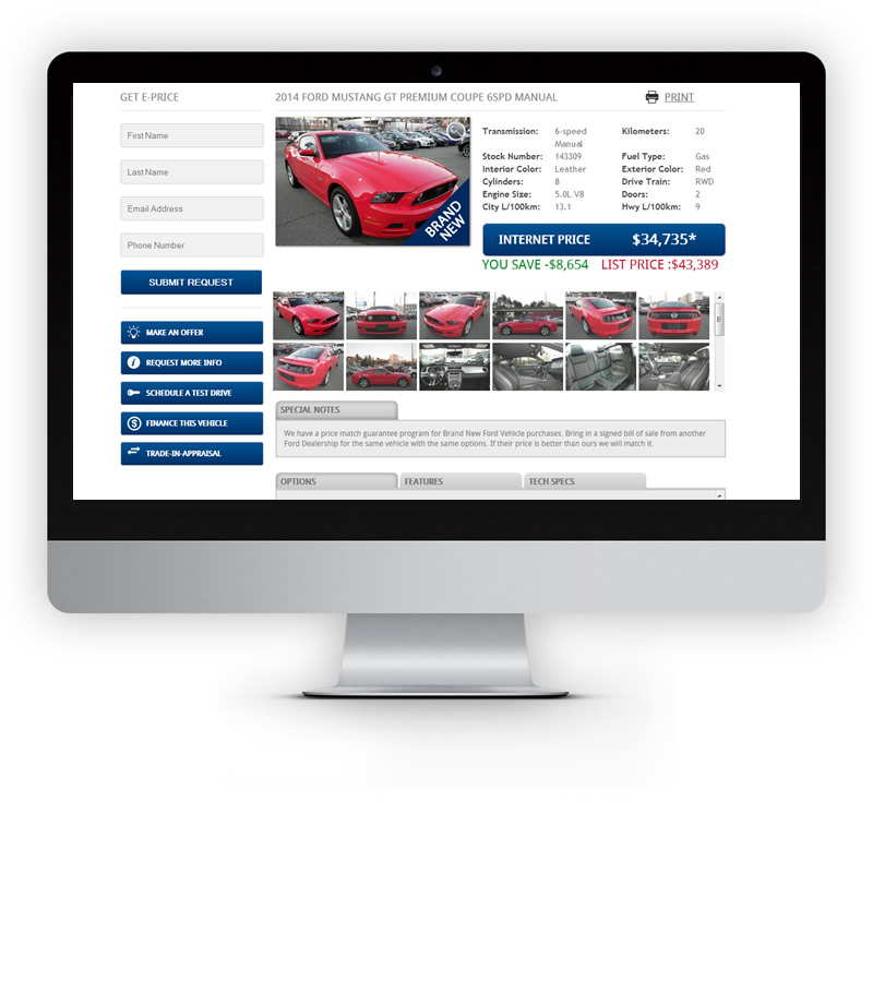 Vehicle detailed page