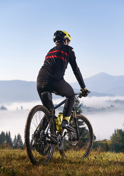 Mountain bike rider in cowichan valley