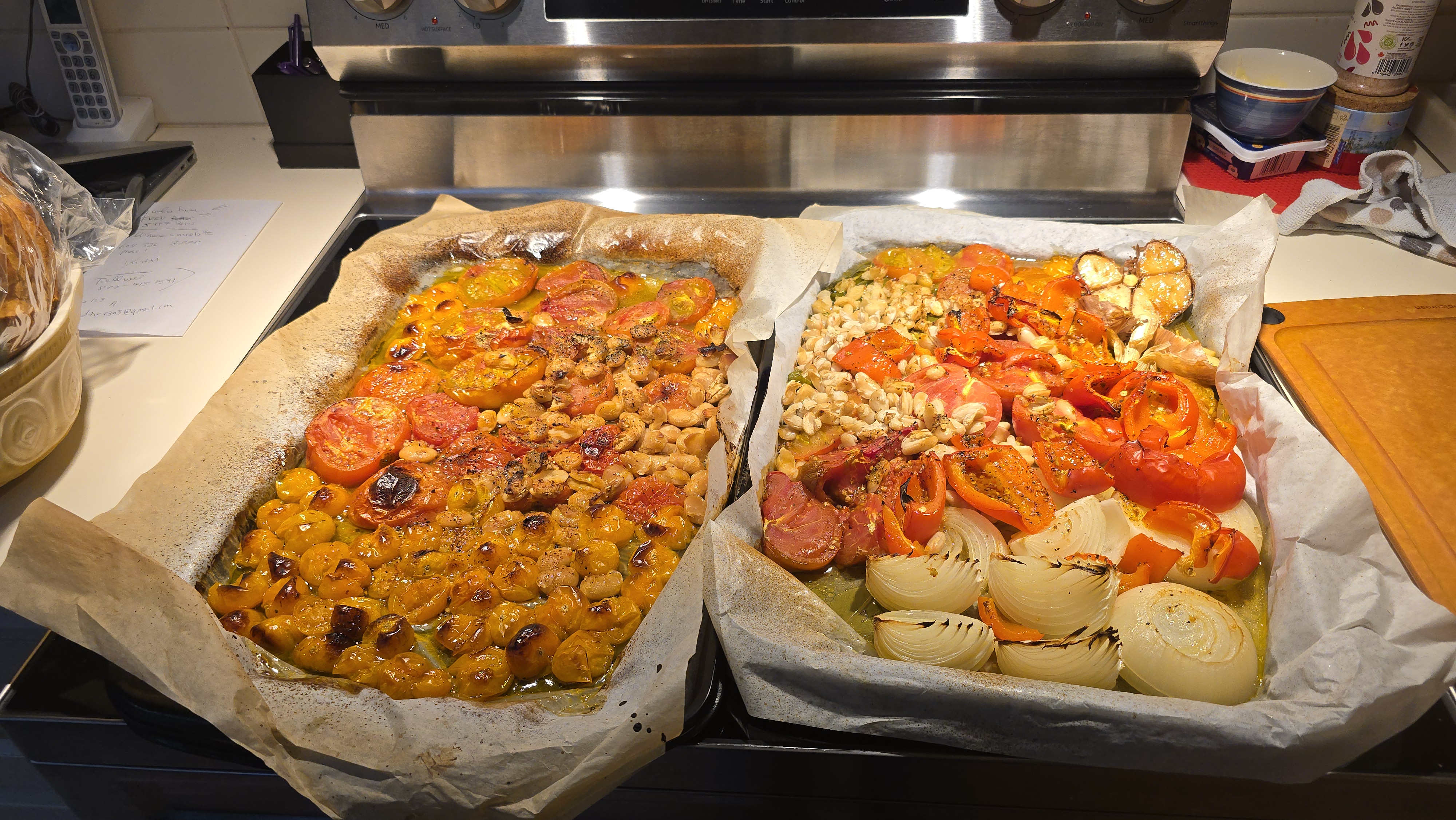 Sheet pan baked vegetables and herbs